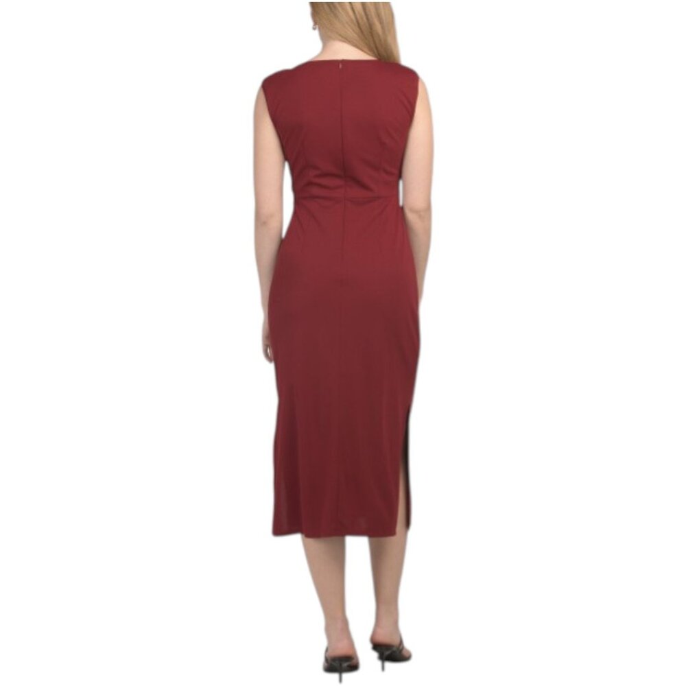 LONDON TIMES Side Slit Maxi Sheath Dress With Hardware Detail - Picture 2 of 4